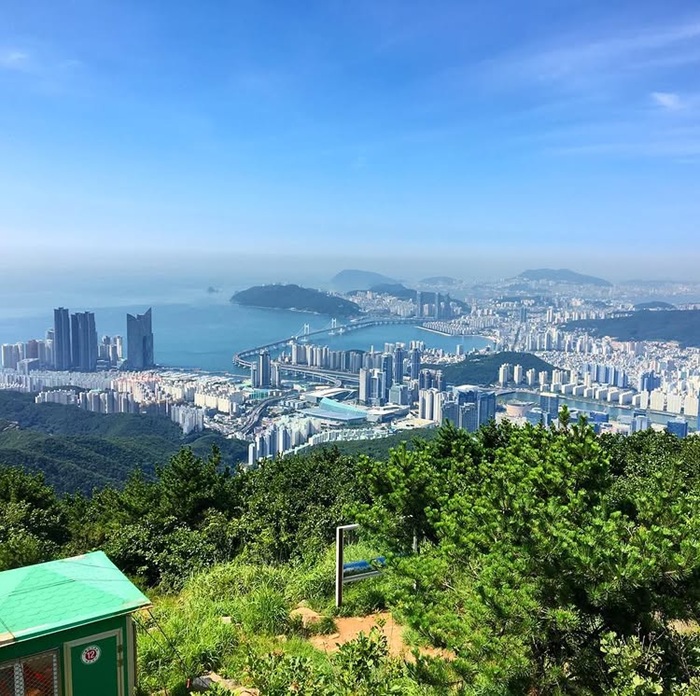 Ngắm nhìn toàn cảnh bãi biển Haeundae từ đỉnh núi Jangsan. Nguồn: northernerky